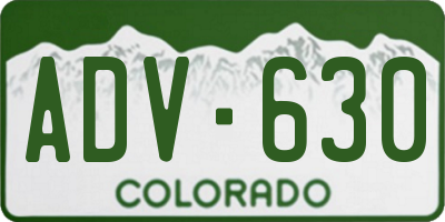 CO license plate ADV630