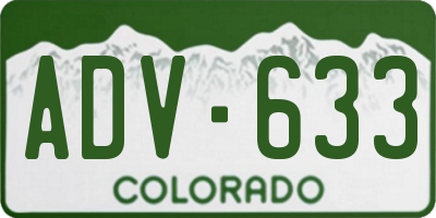 CO license plate ADV633