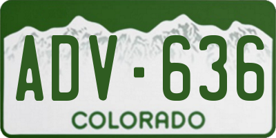 CO license plate ADV636