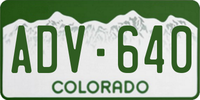 CO license plate ADV640