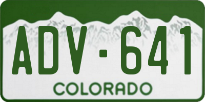 CO license plate ADV641