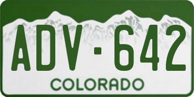 CO license plate ADV642