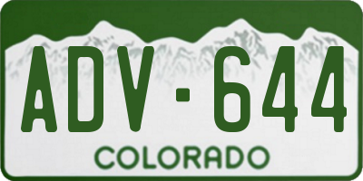 CO license plate ADV644
