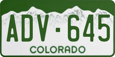 CO license plate ADV645
