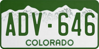 CO license plate ADV646