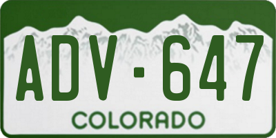 CO license plate ADV647