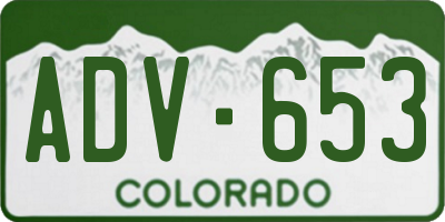CO license plate ADV653