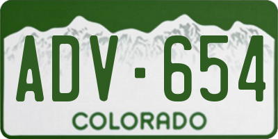 CO license plate ADV654