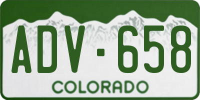 CO license plate ADV658