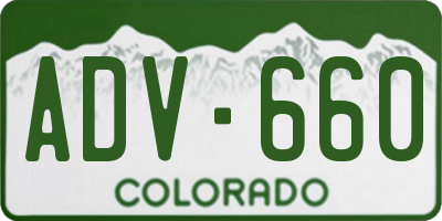 CO license plate ADV660
