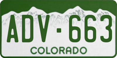CO license plate ADV663