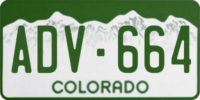 CO license plate ADV664