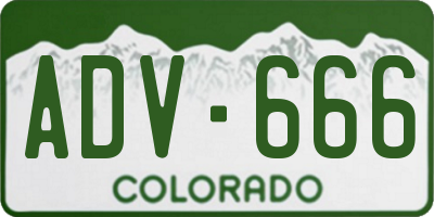 CO license plate ADV666