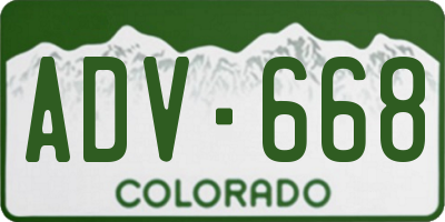 CO license plate ADV668