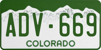 CO license plate ADV669