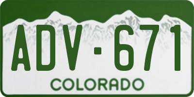 CO license plate ADV671
