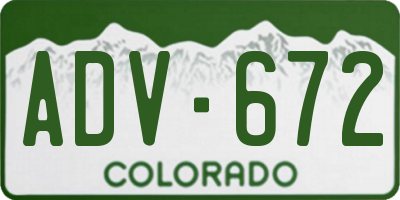 CO license plate ADV672