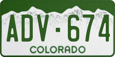 CO license plate ADV674