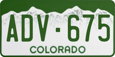 CO license plate ADV675