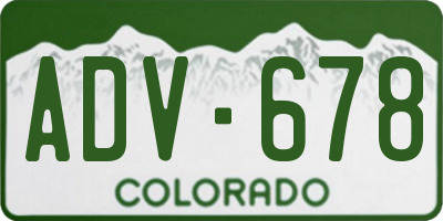 CO license plate ADV678