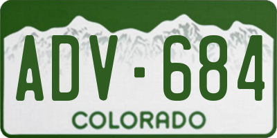 CO license plate ADV684