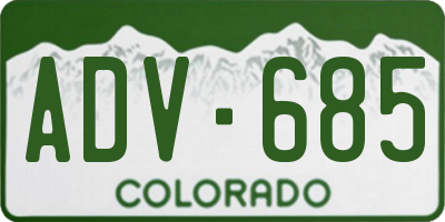 CO license plate ADV685