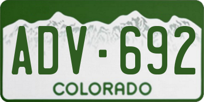 CO license plate ADV692