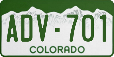 CO license plate ADV701