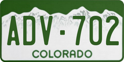 CO license plate ADV702