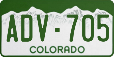 CO license plate ADV705