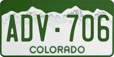 CO license plate ADV706