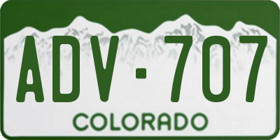 CO license plate ADV707