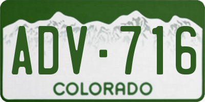 CO license plate ADV716