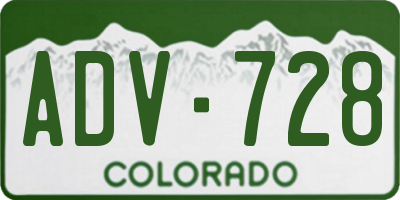 CO license plate ADV728