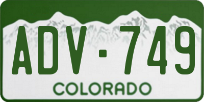 CO license plate ADV749