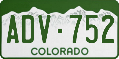 CO license plate ADV752