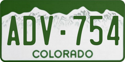 CO license plate ADV754