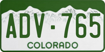 CO license plate ADV765