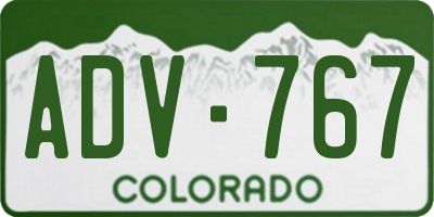 CO license plate ADV767