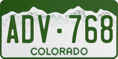 CO license plate ADV768