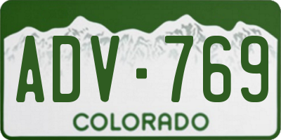 CO license plate ADV769