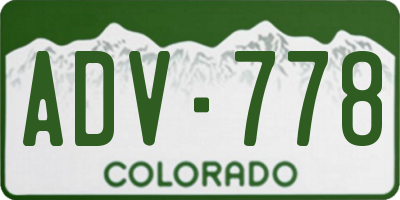 CO license plate ADV778