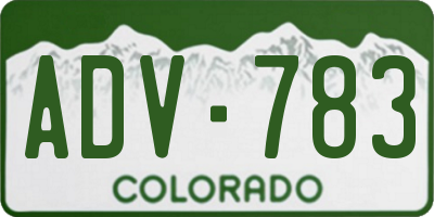 CO license plate ADV783