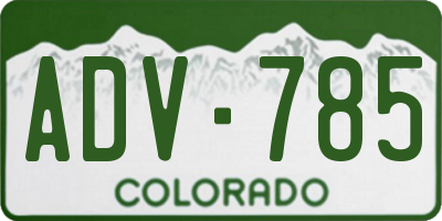 CO license plate ADV785