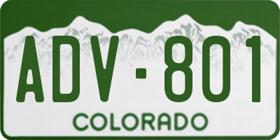 CO license plate ADV801