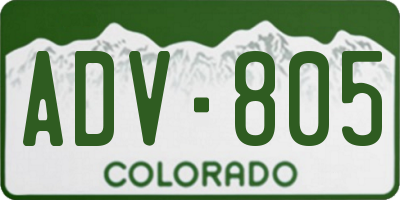 CO license plate ADV805
