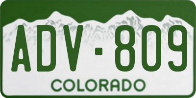 CO license plate ADV809