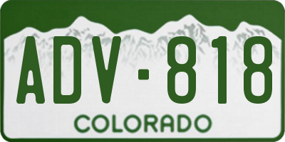 CO license plate ADV818