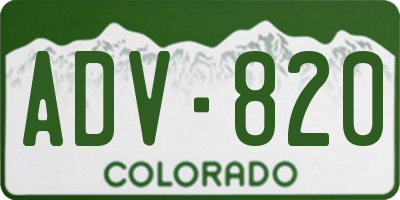 CO license plate ADV820