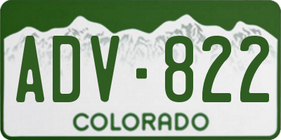 CO license plate ADV822